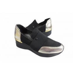 SKÓRZANE POLSKIE Sneakersy koturn 5 cm 38