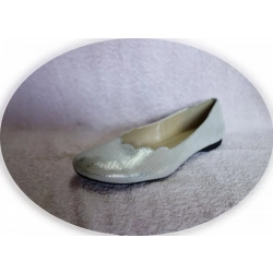 Balerina srebro na szerszą stopę obcas 1cm nr.38