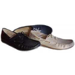 Mieciutki skórzany SZNUROWANY  MOKASYN BEŻOWY  40