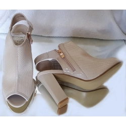 Wycofany z oferty  sandały damskie obcas 10 cm GD-3308 BEIGE 38