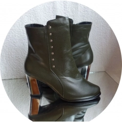 SKÓRZANE BOTKI szerokie tęgośc H OBCAS 9 CM 45