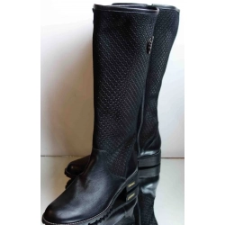 KOZAKI ażurowe SKÓRA wąska kostka szeroka cholewka 41