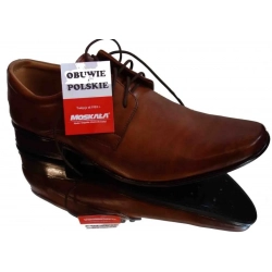 Wycofany z oferty  MOSKAŁA skórzane półbuty meskie brąz 37,5