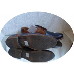 skórzane BUTY męskie granat brąz 44