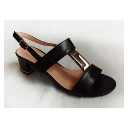 Wycofany z oferty  czarne dodatek złota SANDAŁY obcas 5cm 41