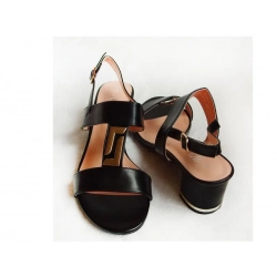 Wycofany z oferty  czarne dodatek złota SANDAŁY obcas 5cm 41