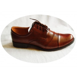 Skorzane BUTY MESKIE koniak szerokie TĘGOSĆ H 46