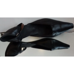 czółenko skórzane czarne wycinane hiszpanka 38,5