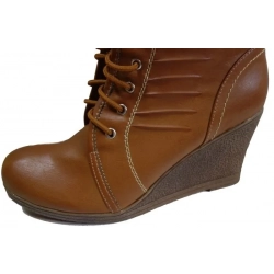 botki koturn 8 cm brązowy sznurowane 40