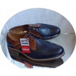 skórzane BUTY męskie granat brąz 43