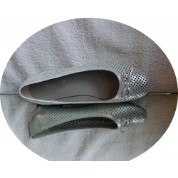 SKÓRZANE BALETKI srebrne tęgość H 9694 nr 45