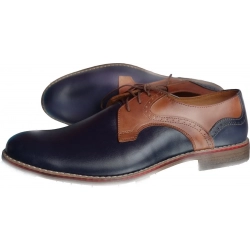 SKÓRZANE BUTY męskie szerokie GRANAT BRĄZ 39