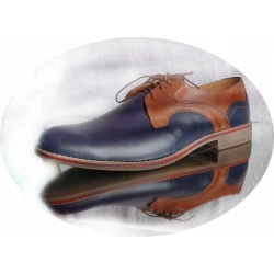 SKÓRZANE BUTY męskie szerokie GRANAT BRĄZ 41