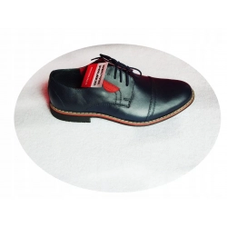 Skórzane BUTY męskie GRANAT rozmiar 40