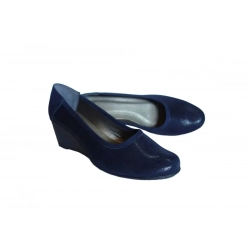 Czołenko granatowe nubuk szerszą stopę obcas 6 cm nr. 37