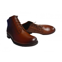 SKÓRZANE BOTKI BRĄZ szerokie tęgośc H OBCAS 3,2cm. 45