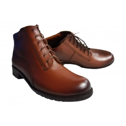 SKÓRZANE BOTKI BRĄZ szerokie tęgośc H OBCAS 3,2cm. 41