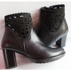 Skórzane Botki czarny Obcas 7cm  tegość G nr 37