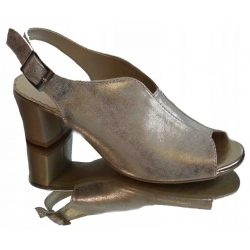 Skórzane sandałki FASHION obcas G H złote 36