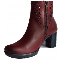 Skórzane Botki bordo  SZERSZE Obcas 7 CM  36