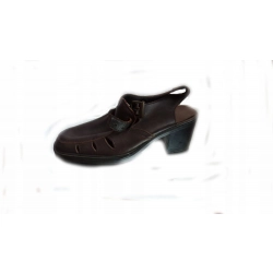 czółenko skórzane gruby obcas 6 cm brązowy