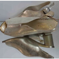 Skórzane sandałki FASHION obcas G H złote 36