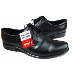 Skorzane BUTY MESKIE szerokie TĘGOSĆ H  CZARNY 41