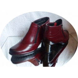 SKÓRZANE BOTKI szerokie tęgośc H OBCAS 6 CM 36