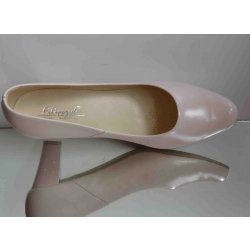 Skórzane czółenko pudrowy róz na szersza stopę TEG H 38