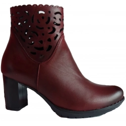 Skórzane Botki bordo Obcas 7cm  tegość G nr 39