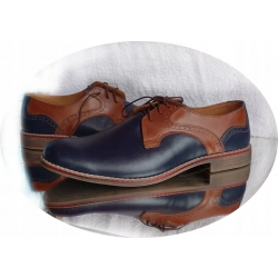 skórzane BUTY męskie granat brąz  39