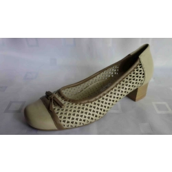 SKÓRZANE sandały damskie ażur obcas 4 cm  37