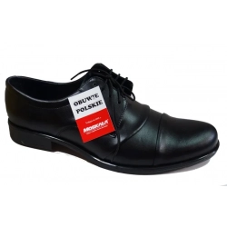 Skorzane BUTY MESKIE szerokie TĘGOSĆ H  CZARNY 42