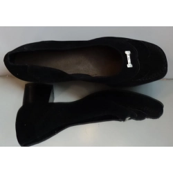Czółenko mokasyn czarny zamsz obcas 4 cm  36,5