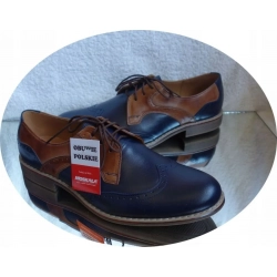 skórzane BUTY męskie granat brąz  41