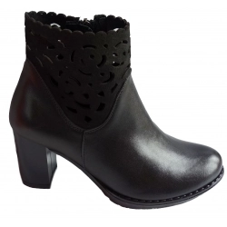Skórzane Botki czarny Obcas 7cm  tegość G nr 38