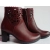 Skórzane Botki bordo Obcas 7cm  tegość G nr 37