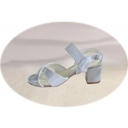 Sandały damskie skórzane srebrne obcas 5 cm nr.36