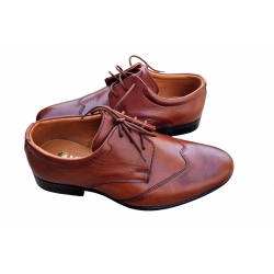 Wygodne skórzane półbuty dziecięce brązowe tęg G nr.34