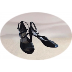 Sandały damskie ze skóry czarne obcas 7cm nr.37