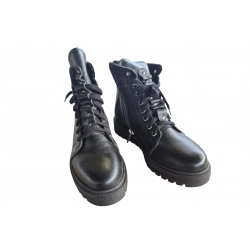 Botki damskie ze skóry czarne obc.4cm nr.37