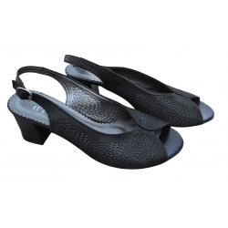 Sandały damskie ze skóry czarne obc.6 cm nr.37