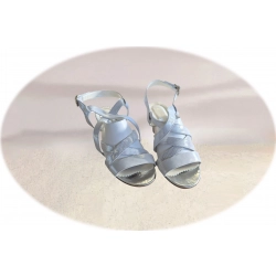 Sandały damskie ze skóry srebrne obcas 6 cm nr..38