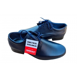 Eleganckie skórzane półbuty Moskała granatowe tęg G nr.36