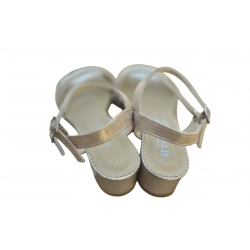 Sandały damskie ze skóry beżowe obcas 4 cm nr.37