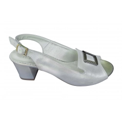 Srebrne sandały damskie skórzane  obc.6 cm nr.37