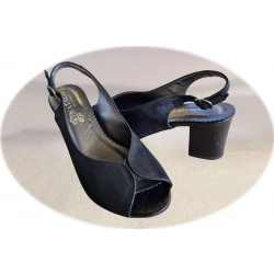 Sandały damskie skórzane czarne obcas 5,5 cm nr..37