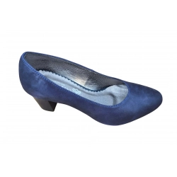 Czółenka damskie ze skóry Granatowe obc. 6cm nr.37