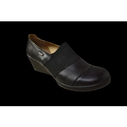 Skórzane półbuty czarne koturn 5,5 cm nr 41