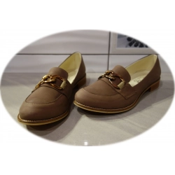 Skórzane mokasyny Natalii beżowe nubuk nr 40